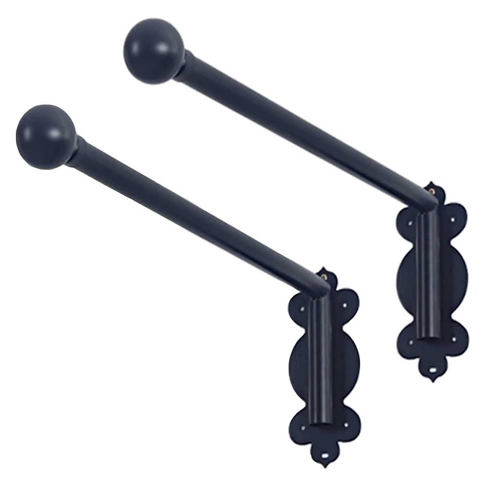 Curtain Rod Heavy Duty Swing Arm Window Curtain Rod With Finials, Half Curtain Rods For Side Panels Portiere Door Curtain Rod (Color : Black, Size : 20IN) (Color : Black, Size : 28IN*2)