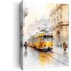 Tram Urban Landscape Wall Art,Balkan Streets,Bosnia,Sarajevo,Zagreb,Boheme,Belgrade,Watercolor Art Print For Office Living Room Wall Art Bedroom Wall Art Stretched~12"X16" Canvas Print With Frame view 1