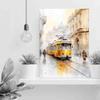 Tram Urban Landscape Wall Art,Balkan Streets,Bosnia,Sarajevo,Zagreb,Boheme,Belgrade,Watercolor Art Print For Office Living Room Wall Art Bedroom Wall Art Stretched~12"X16" Canvas Print With Frame view 3