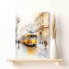 Tram Urban Landscape Wall Art,Balkan Streets,Bosnia,Sarajevo,Zagreb,Boheme,Belgrade,Watercolor Art Print For Office Living Room Wall Art Bedroom Wall Art Stretched~12"X16" Canvas Print With Frame view 4