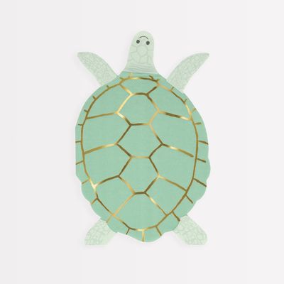 Meri Meri Turtle Napkins (Pack of 16), Thick & Absorbent 3-Ply Paper Napkins, Disposable