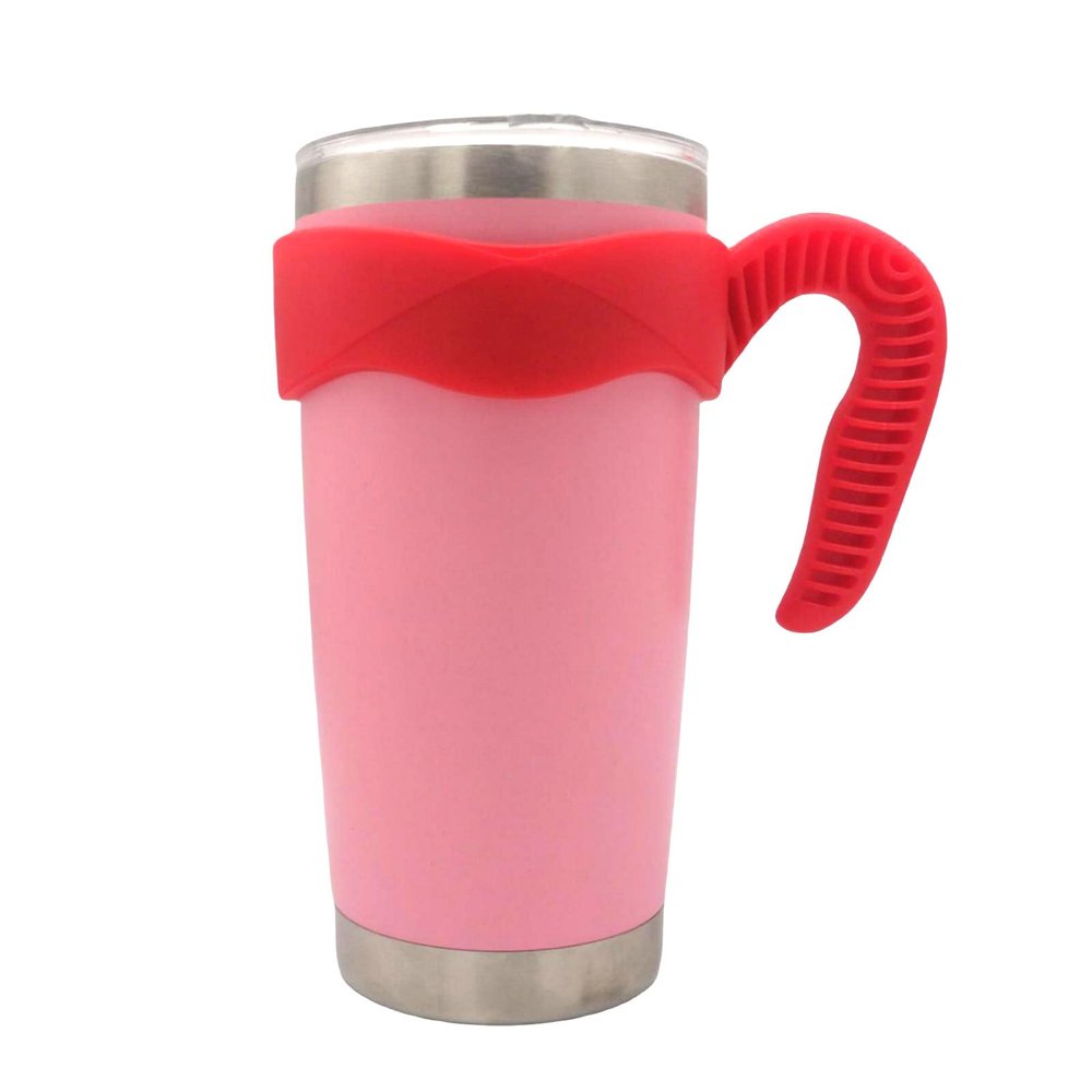 20 oz Tumbler Handle, Anti Slip Travel Mug Grip Cup Holder for Vacuum Insulated Tumblers, Suitable for Yeti Rambler, Trail, Sic, Ozark and More 20 Ounce Tumbler Mugs/Car Cups Accessories (Red)