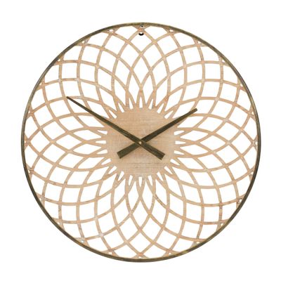 Melrose International Round Lattice Wood Wall Clock 23.75" D