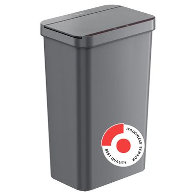 iTouchless Prime 13.2 Gallon Sensor Kitchen Trash Can with Lid, Durable Dent-Proof, Slim and Space-Saving, Automatic Trashcan Wastebasket for Home, Office, Business, Garage, Living Room, Gray Plastic