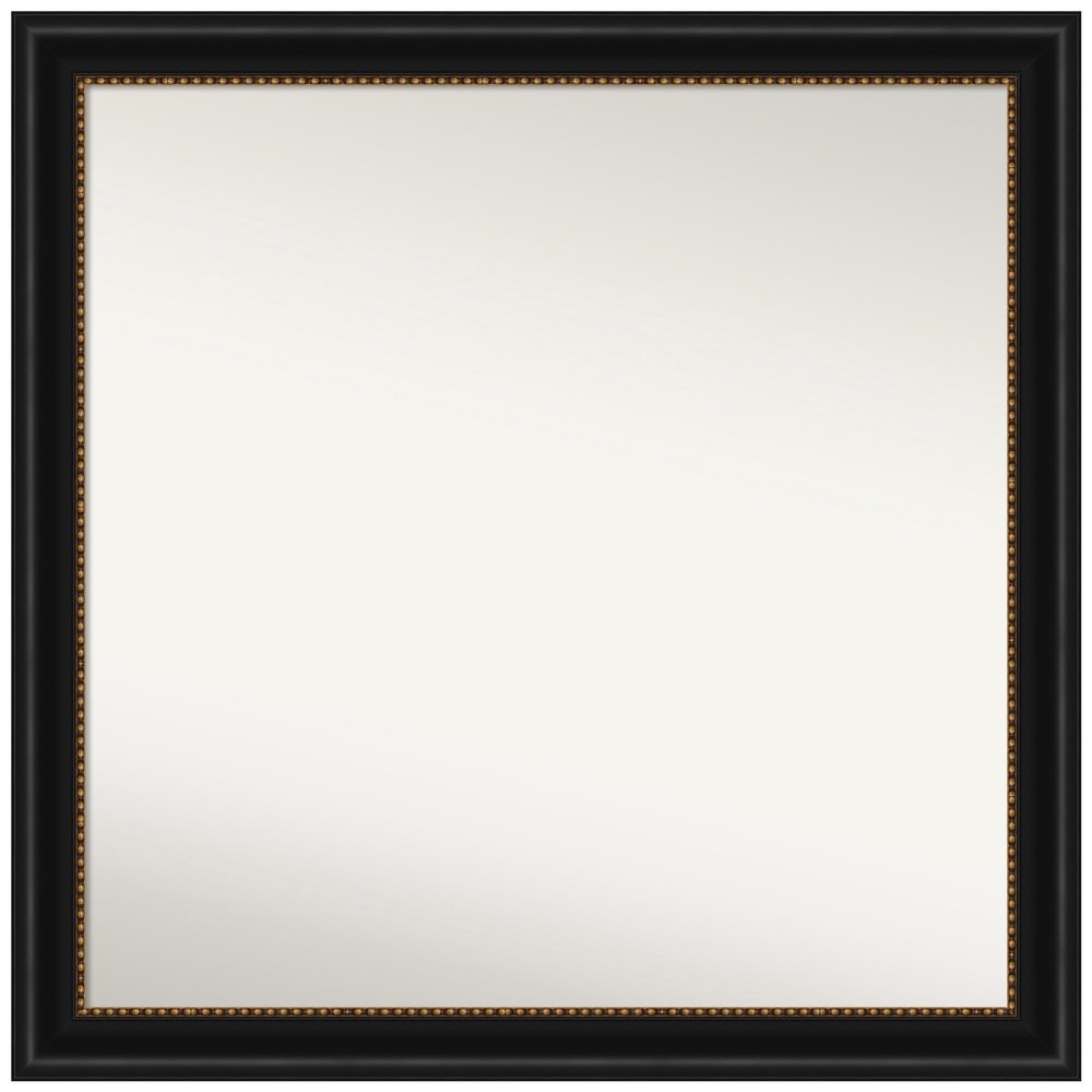 Amanti Art Black Bathroom Mirror for Over Sink, 32x32 Custom Made Manhattan Black Square Vanity Mirror, Large Traditional Wood Frame, Hangs Horizonally and Vertically, Wall Decor