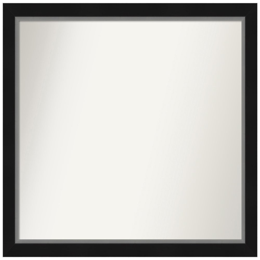 Amanti Art Black Bathroom Mirror for Over Sink, 26x29 Custom Made Eva Black Silver Narrow Rectangle Vanity Mirror, Large Modern Wood Frame, Hangs Horizonally and Vertically, Wall Decor