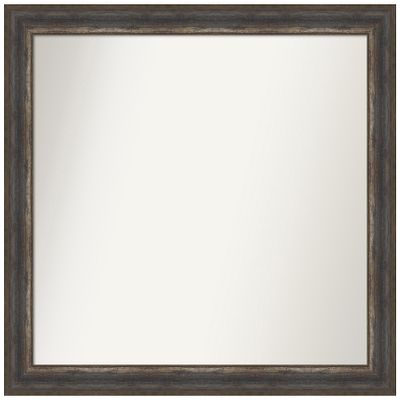 Amanti Art Brown Bathroom Mirror for Over Sink, 33x35 Custom Made Alta Rustic Char Rectangle Vanity Mirror, Large Country Rustic Wood Frame, Hangs Horizonally and Vertically, Wall Decor