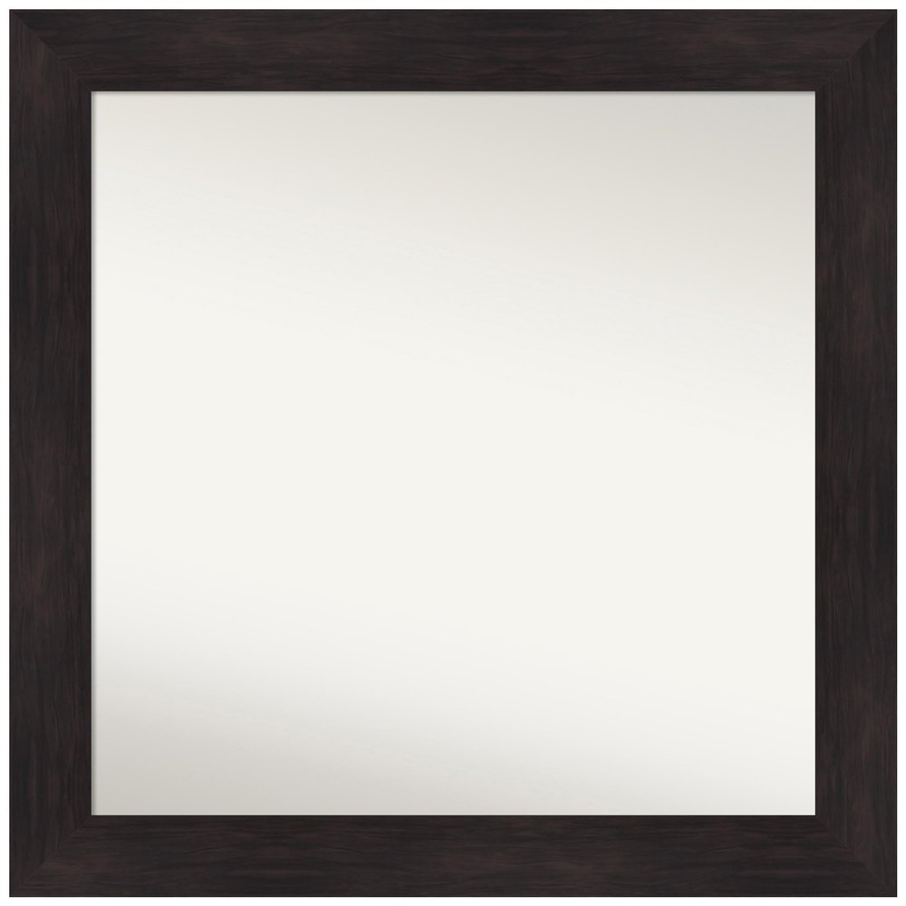 Amanti Art Brown Bathroom Mirror for Over Sink, 34x34 Custom Made Furniture Espresso Square Vanity Mirror, Large Casual Wood Frame, Hangs Horizonally and Vertically, Wall Decor