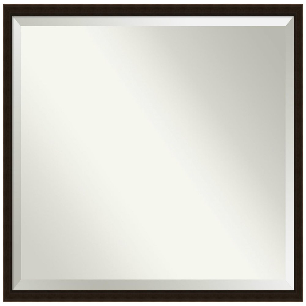 Amanti Art Brown Bathroom Mirror for Over Sink, 32x42 Espresso Brown Rectangle Vanity Mirror, X-Large Country Rustic Wood Frame, Hangs Horizonally and Vertically, Bathroom Wall Decor, Beveled Edge