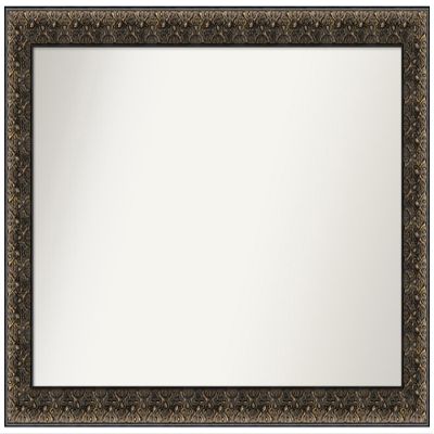 Amanti Art Black Bathroom Mirror for Over Sink, 27x39 Custom Made Intaglio Embossed Black Rectangle Vanity Mirror, Large Traditional Wood Frame, Hangs Horizonally and Vertically, Wall Decor