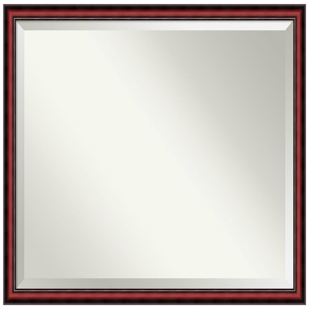 Amanti Art Brown Bathroom Mirror for Over Sink, 33x43 Rubino Cherry Scoop Rectangle Vanity Mirror, X-Large Traditional Wood Frame, Hangs Horizonally and Vertically, Bathroom Wall Decor, Beveled Edge