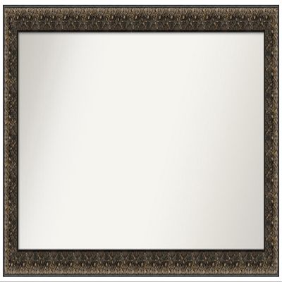 Amanti Art Black Bathroom Mirror for Over Sink, 26x47 Custom Made Intaglio Embossed Black Rectangle Vanity Mirror, Oversize Traditional Wood Frame, Hangs Horizonally and Vertically, Wall Decor