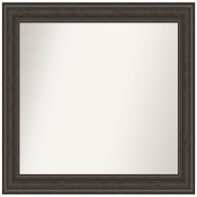Amanti Art Brown Bathroom Mirror for Over Sink, 28x33 Custom Made Shipwreck Greywash Rectangle Vanity Mirror, Large Traditional Wood Frame, Hangs Horizonally and Vertically, Wall Decor