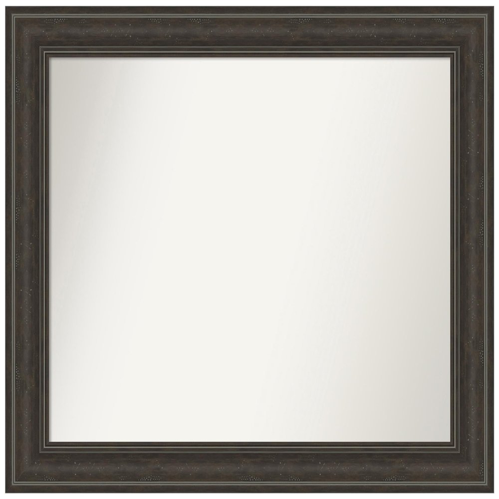 Amanti Art Brown Bathroom Mirror for Over Sink, 28x33 Custom Made Shipwreck Greywash Rectangle Vanity Mirror, Large Traditional Wood Frame, Hangs Horizonally and Vertically, Wall Decor