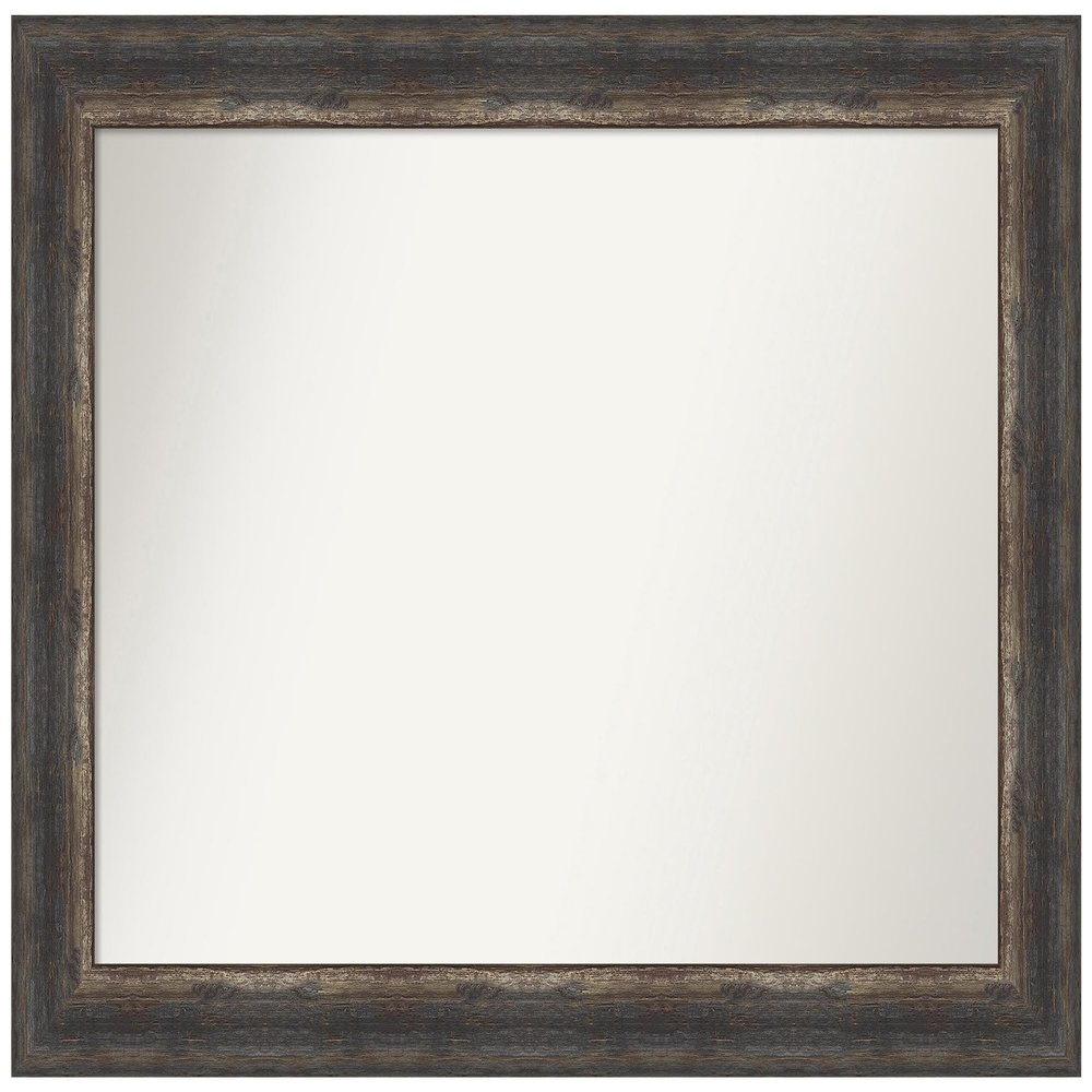 Amanti Art Brown Bathroom Mirror for Over Sink, 27x37 Custom Made Bark Rustic Char Rectangle Vanity Mirror, Large Country Rustic Wood Frame, Hangs Horizonally and Vertically, Wall Decor
