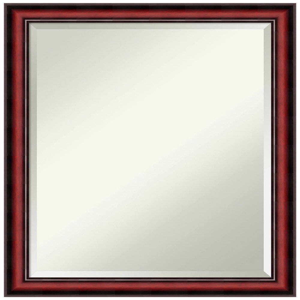 Amanti Art Brown Bathroom Mirror for Over Sink, 27x21 Rubino Cherry Scoop Rectangle Vanity Mirror, Medium Traditional Wood Frame, Hangs Horizonally and Vertically, Bathroom Wall Decor, Beveled Edge