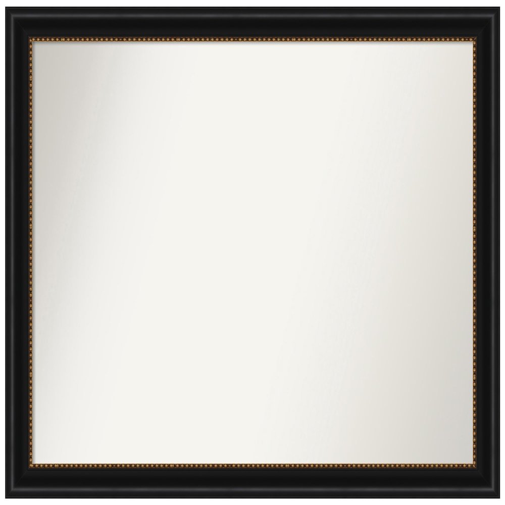Amanti Art Black Bathroom Mirror for Over Sink, 31x40 Custom Made Manhattan Black Rectangle Vanity Mirror, Large Traditional Wood Frame, Hangs Horizonally and Vertically, Wall Decor