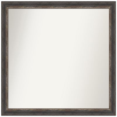 Amanti Art Brown Bathroom Mirror for Over Sink, 31x33 Custom Made Bark Rustic Char Narrow Rectangle Vanity Mirror, Large Country Rustic Wood Frame, Hangs Horizonally and Vertically, Wall Decor