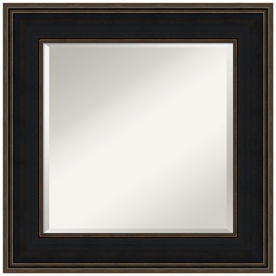 Amanti Art Brown Bathroom Mirror for Over Sink, 28x28 Mezzanine Espresso Square Vanity Mirror, Medium Casual Wood Frame, Hangs Horizonally and Vertically, Bathroom Wall Decor, Beveled Edge