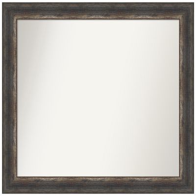 Amanti Art Brown Bathroom Mirror for Over Sink, 32x37 Custom Made Bark Rustic Char Rectangle Vanity Mirror, Large Country Rustic Wood Frame, Hangs Horizonally and Vertically, Wall Decor