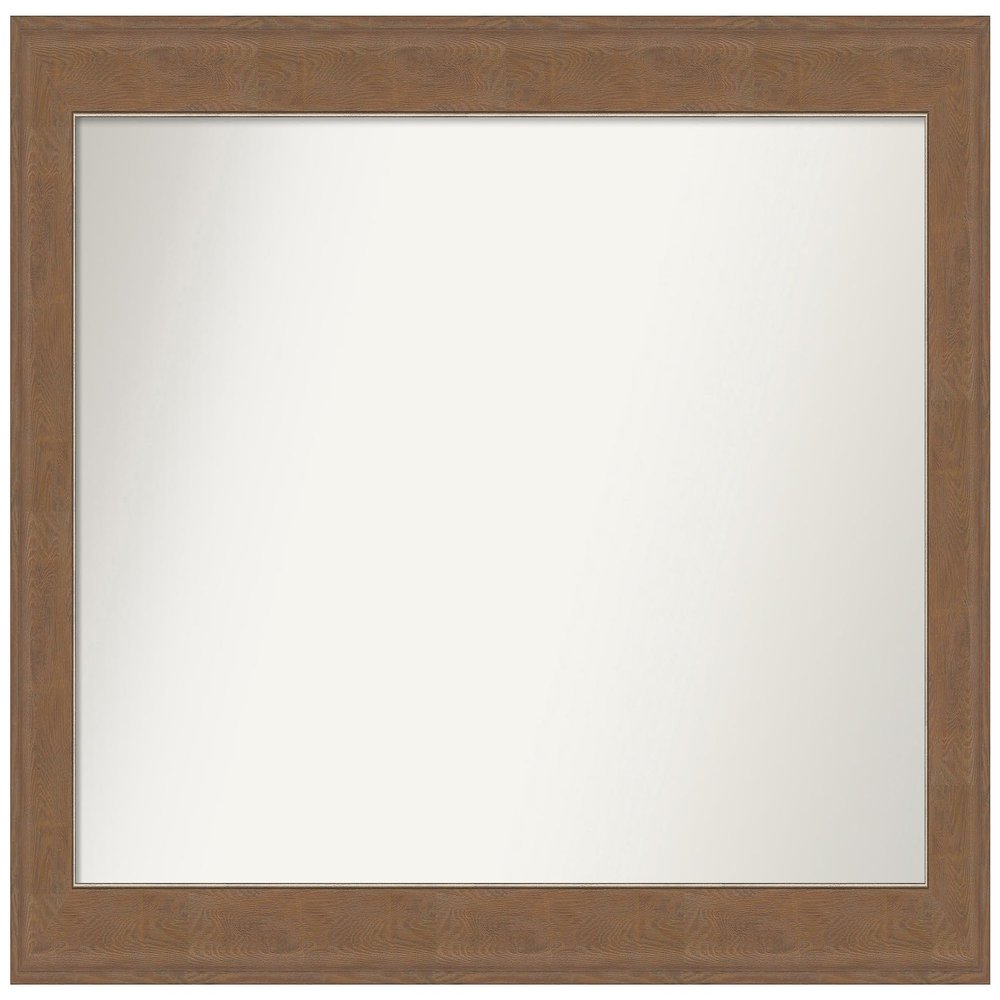 Amanti Art Brown Bathroom Mirror for Over Sink, 25x39 Custom Made Alta Medium Brown Rectangle Vanity Mirror, Large Country Rustic Wood Frame, Hangs Horizonally and Vertically, Wall Decor