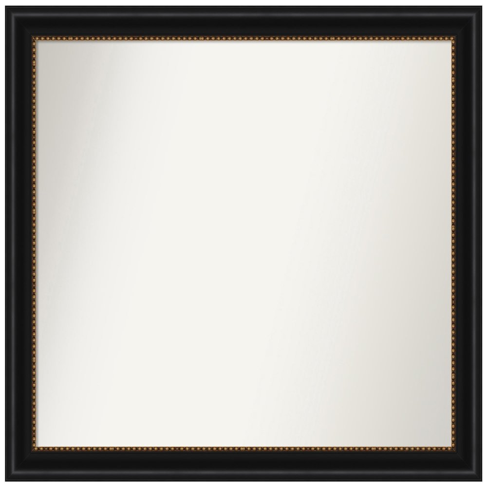 Amanti Art Black Bathroom Mirror for Over Sink, 30x34 Custom Made Manhattan Black Rectangle Vanity Mirror, Large Traditional Wood Frame, Hangs Horizonally and Vertically, Wall Decor