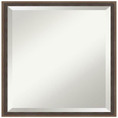 Amanti Art Brown Bathroom Mirror for Over Sink, 21x17 Hardwood Wedge Mocha Rectangle Vanity Mirror, Small Modern Wood Frame, Hangs Horizonally and Vertically, Bathroom Wall Decor, Beveled Edge