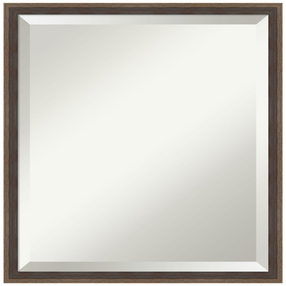 Amanti Art Brown Bathroom Mirror for Over Sink, 21x17 Hardwood Wedge Mocha Rectangle Vanity Mirror, Small Modern Wood Frame, Hangs Horizonally and Vertically, Bathroom Wall Decor, Beveled Edge