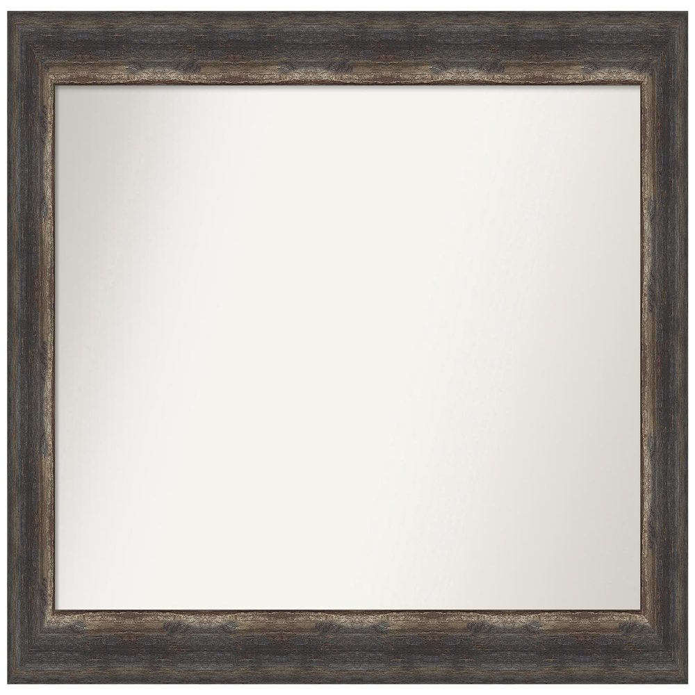Amanti Art Brown Bathroom Mirror for Over Sink, 26x41 Custom Made Bark Rustic Char Rectangle Vanity Mirror, Large Country Rustic Wood Frame, Hangs Horizonally and Vertically, Wall Decor