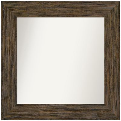 Amanti Art Brown Bathroom Mirror for Over Sink, 28x29 Custom Made Fencepost Brown Rectangle Vanity Mirror, Medium Country Rustic Wood Frame, Hangs Horizonally and Vertically, Wall Decor