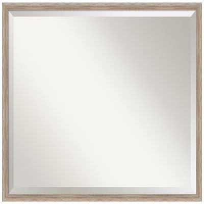 Amanti Art White Bathroom Mirror for Over Sink, 23x29 Hardwood Wedge White Wash Rectangle Vanity Mirror, Large Rustic Wood Frame, Hangs Horizonally and Vertically, Bathroom Wall Decor, Beveled Edge