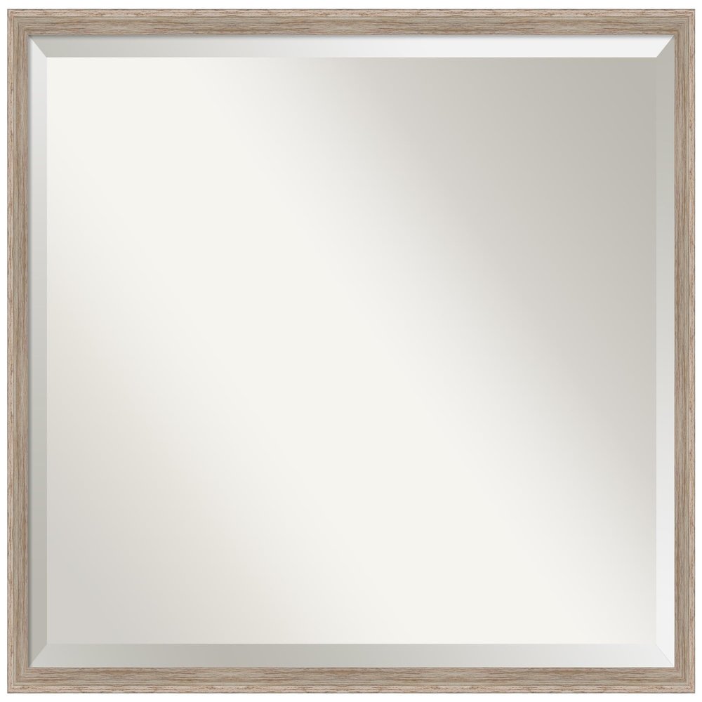 Amanti Art White Bathroom Mirror for Over Sink, 23x29 Hardwood Wedge White Wash Rectangle Vanity Mirror, Large Rustic Wood Frame, Hangs Horizonally and Vertically, Bathroom Wall Decor, Beveled Edge