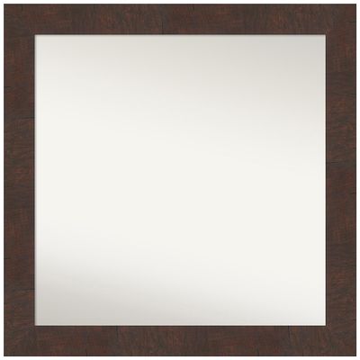 Amanti Art Brown Bathroom Mirror for Over Sink, 33x33 Custom Made Wildwood Brown Square Vanity Mirror, Large Country Rustic Wood Frame, Hangs Horizonally and Vertically, Wall Decor