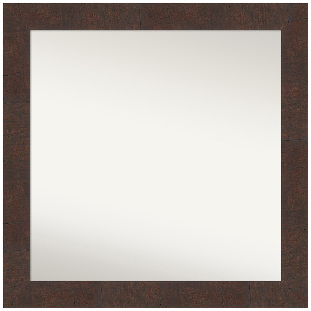 Amanti Art Brown Bathroom Mirror for Over Sink, 33x33 Custom Made Wildwood Brown Square Vanity Mirror, Large Country Rustic Wood Frame, Hangs Horizonally and Vertically, Wall Decor