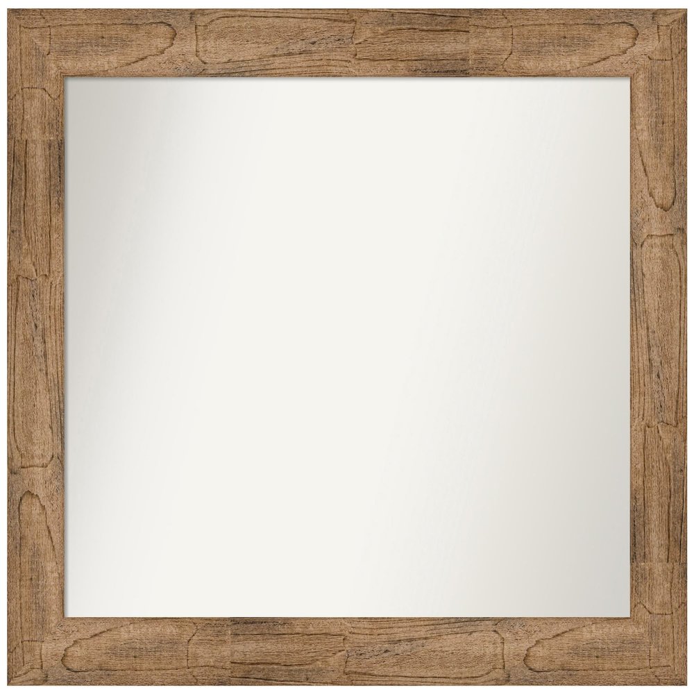 Amanti Art Brown Bathroom Mirror for Over Sink, 30x36 Custom Made Owl Brown Rectangle Vanity Mirror, Large Country Rustic Wood Frame, Hangs Horizonally and Vertically, Wall Decor