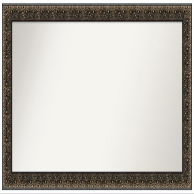 Amanti Art Black Bathroom Mirror for Over Sink, 27x51 Custom Made Intaglio Embossed Black Rectangle Vanity Mirror, Oversize Traditional Wood Frame, Hangs Horizonally and Vertically, Wall Decor