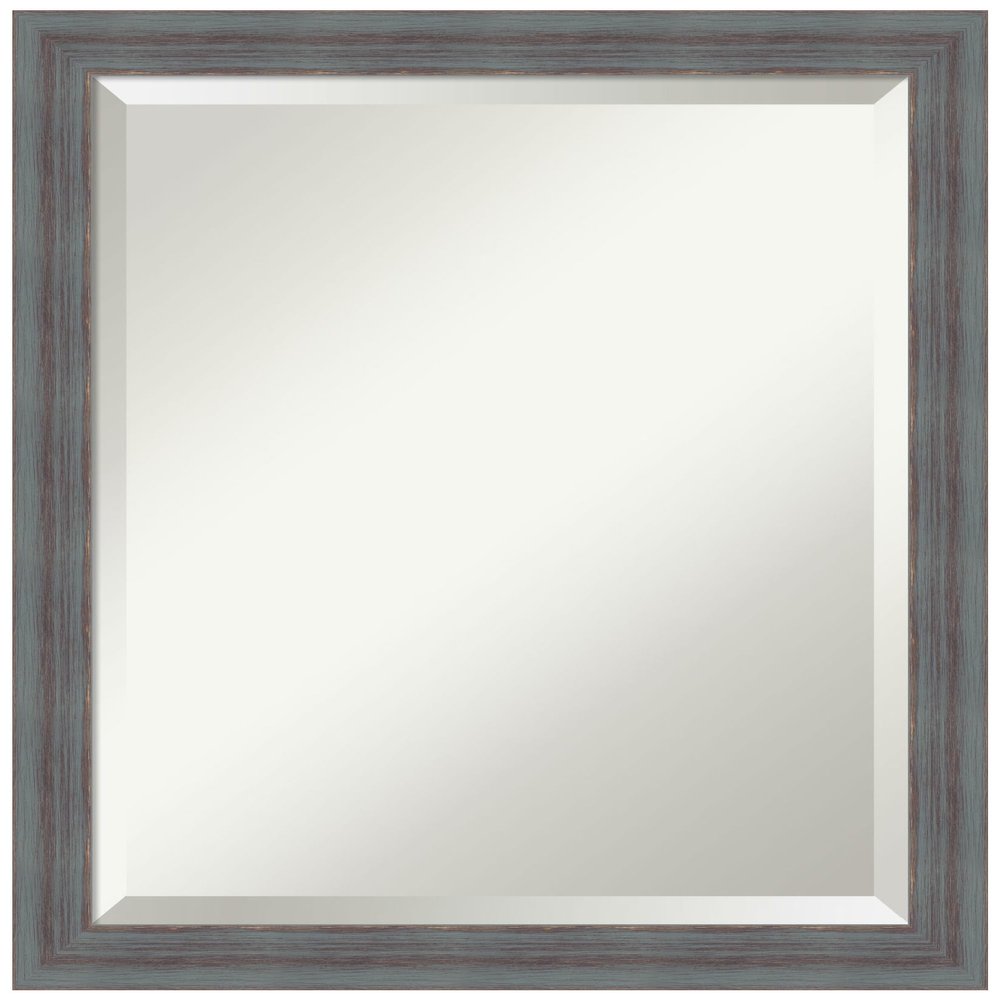 Amanti Art Blue Bathroom Mirror for Over Sink, 22x18 Dixie Blue Grey Rustic Rectangle Vanity Mirror, Small Country Rustic Wood Frame, Hangs Horizonally and Vertically, Bathroom Wall Decor, Beveled