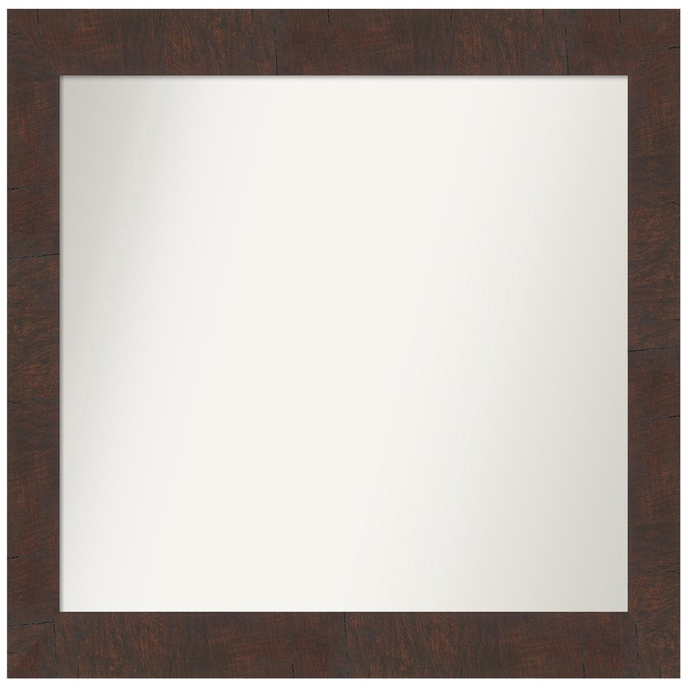 Amanti Art Brown Bathroom Mirror for Over Sink, 29x37 Custom Made Wildwood Brown Rectangle Vanity Mirror, Large Country Rustic Wood Frame, Hangs Horizonally and Vertically, Wall Decor