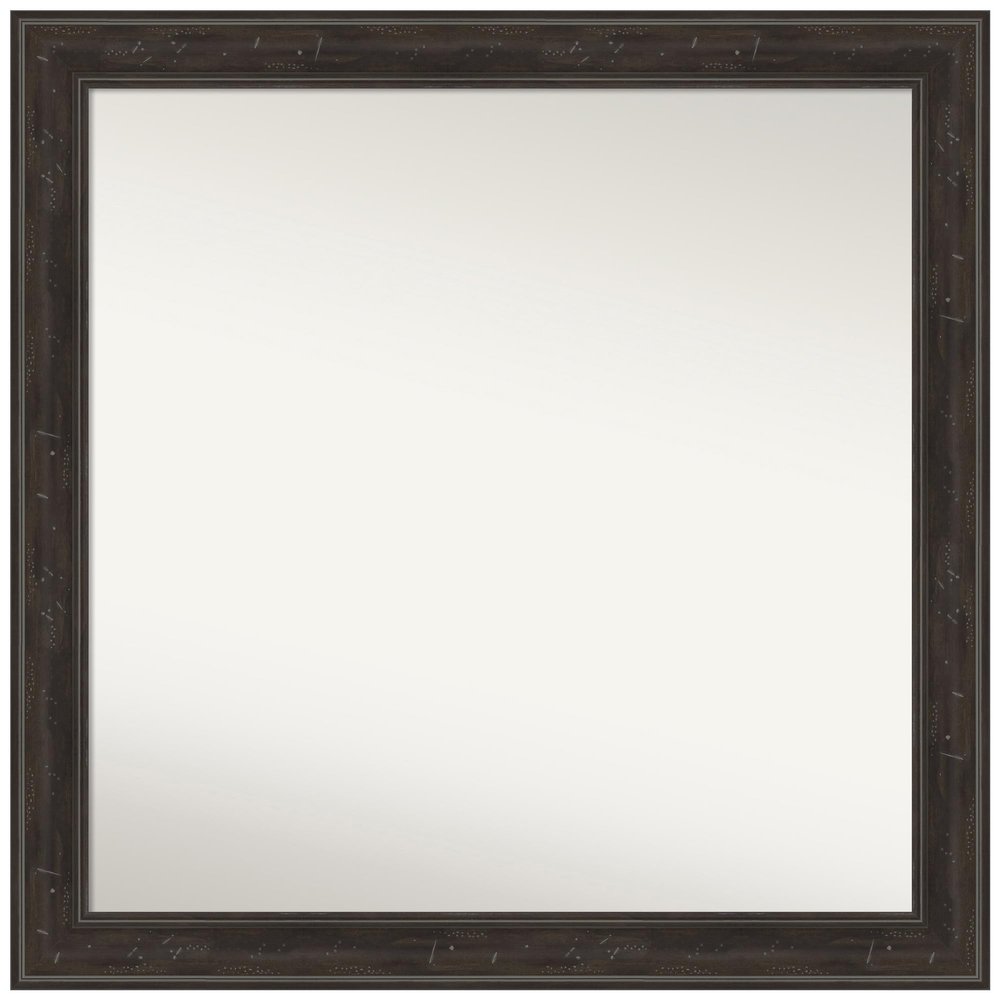 Amanti Art Brown Bathroom Mirror for Over Sink, 28x28 Custom Made Shipwreck Greywash Narrow Square Vanity Mirror, Medium Traditional Wood Frame, Hangs Horizonally and Vertically, Wall Decor