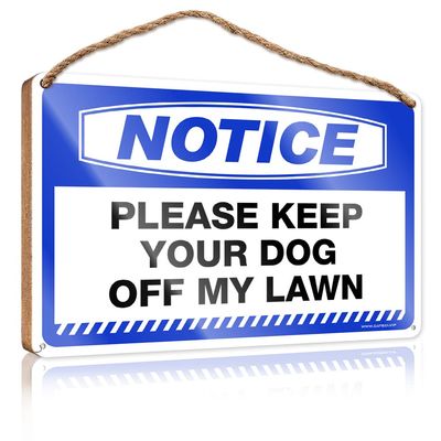 Abipuir Kitchen Funny Sign Notice Please Keep Your Dog Off My Lawn Wooden Sign Funny Signs for Man Cave Boys Bedroom Decorations (Size : 15X28CM)