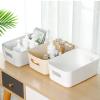 Small Plastic Storage Basket, Pantry Organizer Bins with Handle Reusable PP Cosmetic Storages Box Desktops Sundries Organizer with Handle for Household(Small-Blue) view 3