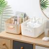 Small Plastic Storage Basket, Pantry Organizer Bins with Handle Reusable PP Cosmetic Storages Box Desktops Sundries Organizer with Handle for Household(Small-Blue) view 4