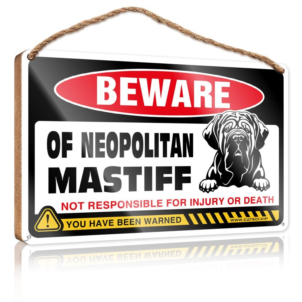 Abipuir Wall Hanging Decor Men Beware of Neopolitan Mastiff Wooden Sign Fall Office Decor Plaque Sign (Size : 23X35CM)