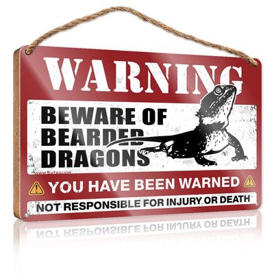 CakJuice Funny Wall Signs Beware of Bearded Dragons Wooden Sign Vintage Decor Decore for Room (Size : 15X28CM)