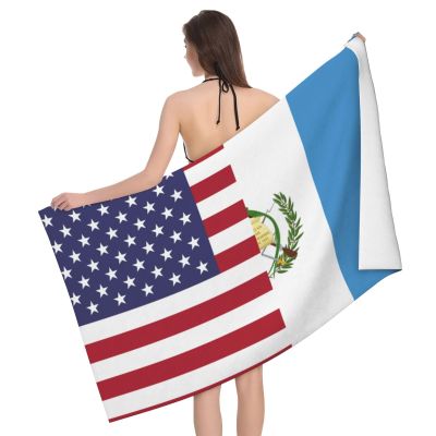 Guatemala and USA Flag Cool Summer Absorbent Bath Towels Resist Sweat 32x52 in