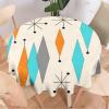 1950s Boho Tablecloth, Mid Century Modern Geometric Atomic Shapes Orange Blue Pattern Table Cloth for Kitchen Holiday Dinner Hotel Restaurant, Round(50x50in) view 2