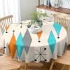 1950s Boho Tablecloth, Mid Century Modern Geometric Atomic Shapes Orange Blue Pattern Table Cloth for Kitchen Holiday Dinner Hotel Restaurant, Round(50x50in) view 3