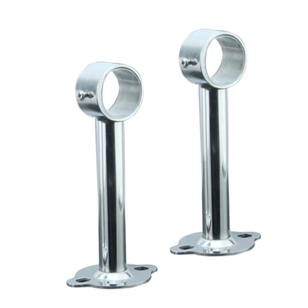 Cabilock 2pcs Stainless Steel Rod Bracket Heavy Duty Closet and Shower Curtain Pipe Mounting Bracket for Bathroom Kitchen and Balcony Use