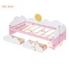 RUNNA Twin Size Bed with Clouds and Sunflower Decor, Platform Bed with 2 Drawers for Girls Teens Boys for Bed Room Guest Room (Pink-Flower Bed) view 2