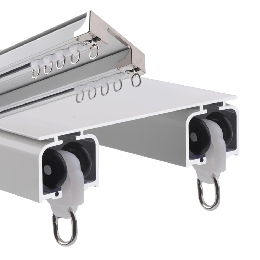 Curtain Conjoined Double Track Ceiling Mounting Heavy-Duty Curtain Rails for Living Room Double Curtain Rods Room Divider, Ceiling Track, Ceiling Mount, RV Rail Hospital Privacy System (Color : A, S